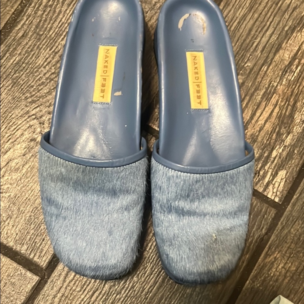 Blue Calfhair slides